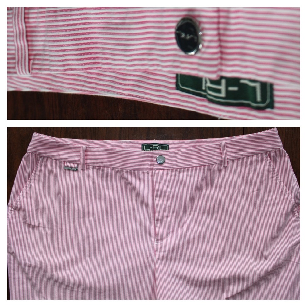 Lauren Ralph Lauren Pink and White Striped Seersucker Bermuda Active Shorts - Picture 4 of 12